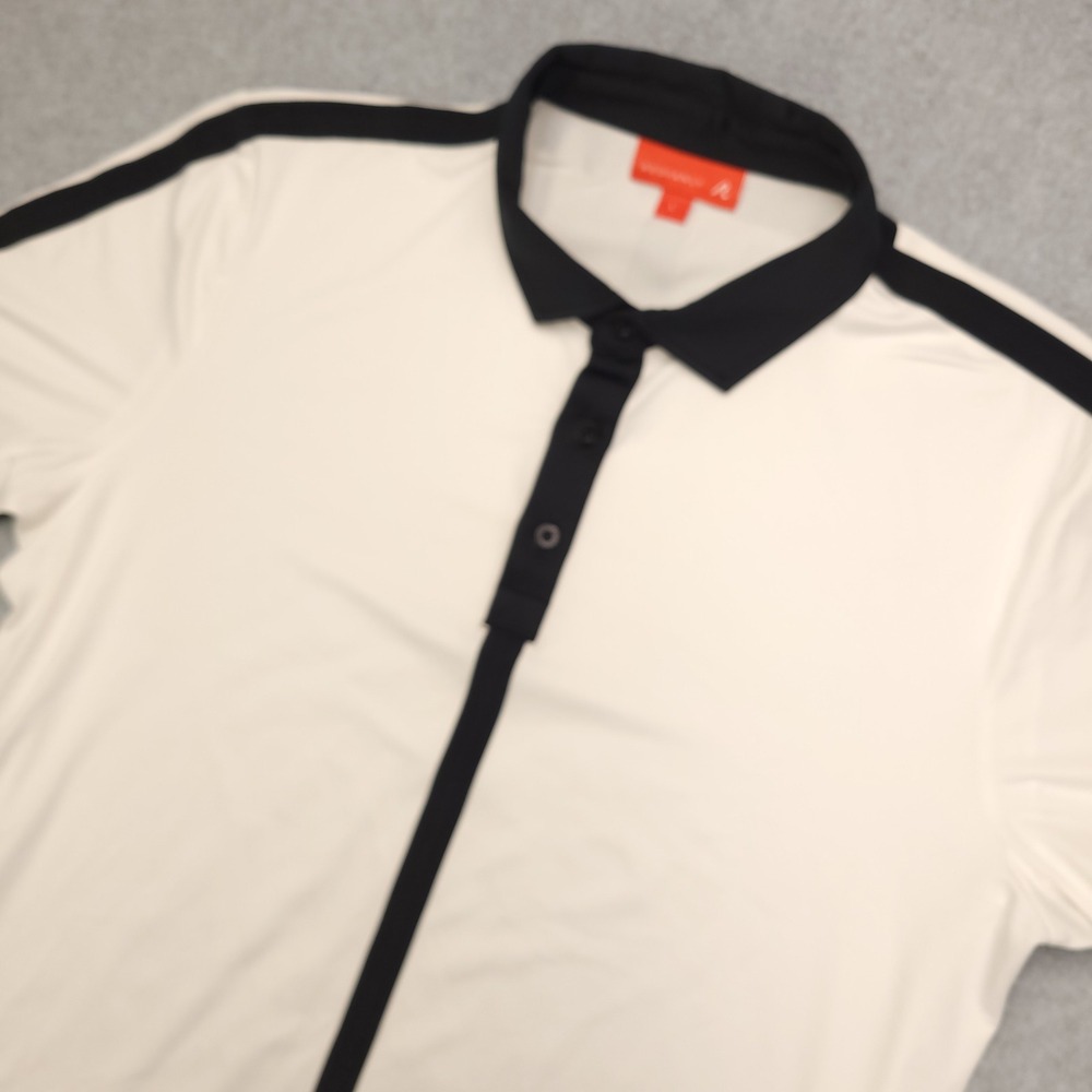 REDVANLY Polo Golf Shirt Men's L White Black Accent Performance Stretch